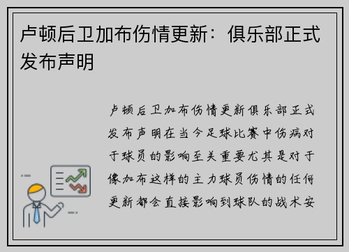 卢顿后卫加布伤情更新：俱乐部正式发布声明